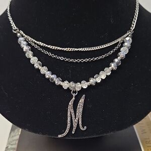 Simply Vera Vera Wang Silver & Gunmetal Initial Necklace